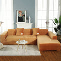 L Shape Sectional Sofa Cover 2-Piece Couch Cover Soft Velvet Elastic Stretch Sofa Slipcover For 3 Seater + 4 Seater Sofa Furniture Protector Couch Stretch L Shape Sofa Slipcover With 4Pcs Pillowcases
