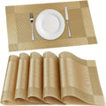 2/4/6pcs Gold/Silver Placemats, Heat-Resistant Non-Slip Washable PVC Table Mats, Easy Clean Woven Vinyl Dinner Mats For Kitchen Dining Table