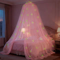 Oaoleer 1PC Canopy For Girls Bed With Pre-Glued Glow In The Dark Stars - Princess Mosquito Net Room Decor,Bed Canopy For Girls With Glowing Stars - Canopy Bed Curtains | Fits Single, Twin, Full, Queen Size Kids - Princess Bed Canopy